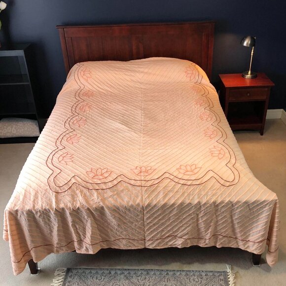 Vintage Peach Chenille MCM full/Q bedspread - Picture 11 of 11